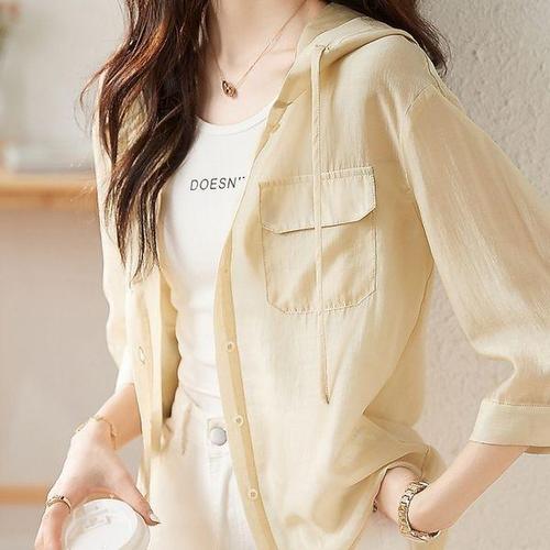 [디애이치]하니비 후드 블라우스