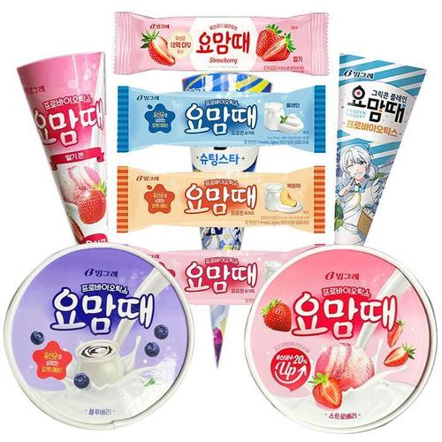 빙그레 요맘때 8종 17개 그릭 요거트 아이스크림 요맘때콘 플레인 요맘때딸