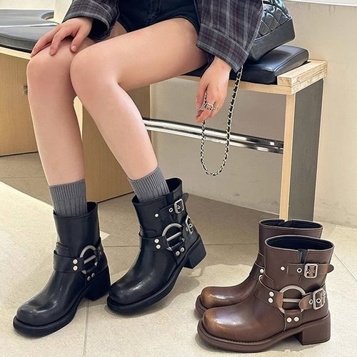 [블루밍룸] 포멜리 버클 미들 부츠