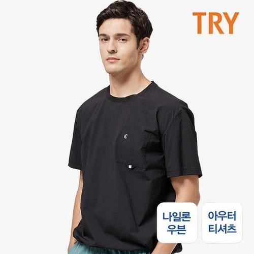 하프클럽 [셀러허브_여성트랜드패션]트라이 남성 쿨액티브 우븐소재 아우터 라운드 티셔츠