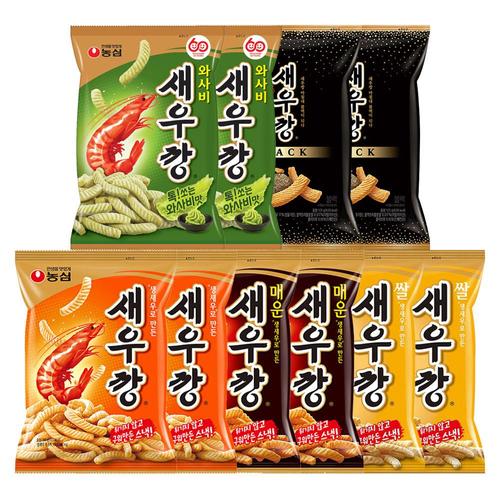 [아지노모도농심푸즈㈜]농심 새우깡 혼합 10개 (일반+매운+쌀+와사비+블랙 각 2개)