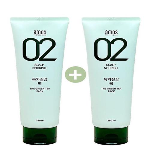 1+1 아모스 녹차실감 팩 250ml 두피 모발 케어 팩(AD)