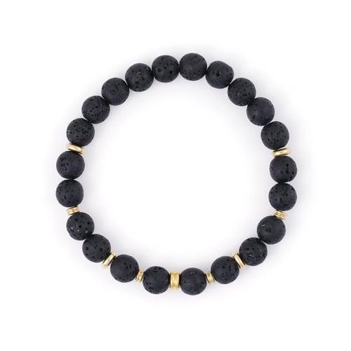 [제이반스][Jbans Classic] 골드브라스링 포인트 화산석 팔찌 (C2301-AC965_BK)