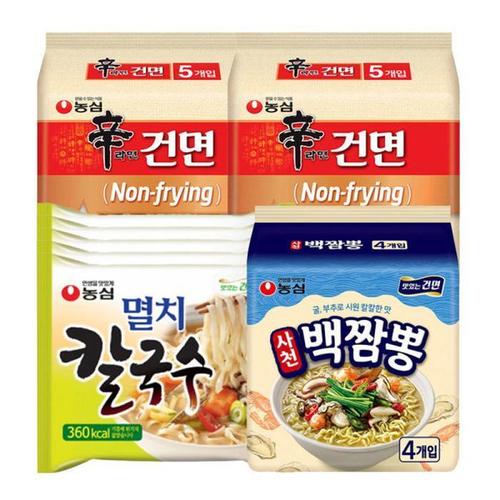 셀러허브 신라면건면 10개+멸치칼국수 5개+사천백짬뽕 4개 총19개