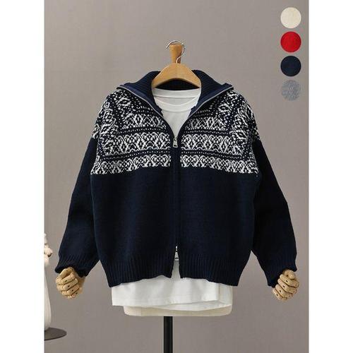 하프클럽 [모노시크]베리츠 노르딕 하이넥 니트 집업 가디건_MNKT257