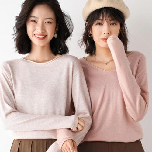 니트티 여자니트 롱 브이넥 롱니트 빅사이즈라운드넥 (WE60291)