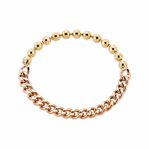 한화갤러리아㈜ 갤러리아_[비앤비골드] 18K 투톤 믹스 볼체인 열송이 체인 실반지 RSS42107