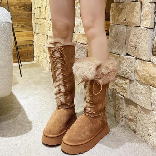 [블루밍룸]틸 스티치 레이스업 어 그 롱 부츠