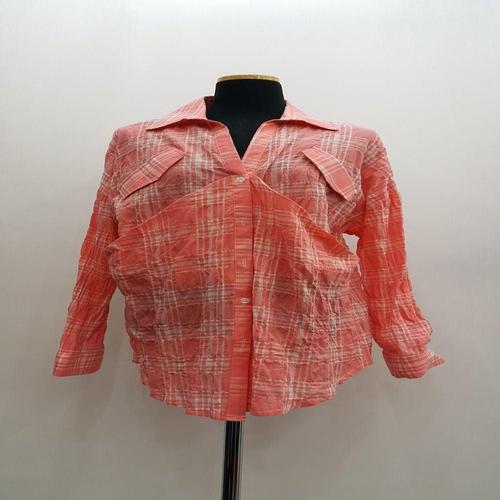 F60308 오버핏 큰 체크 카라 셔츠 남방 블라우스 WFL8DC9