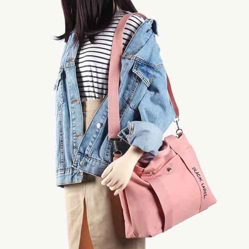 셀러허브 [OF30P8O6]채드 스타일리쉬 레터링 캔버스 텀블러백