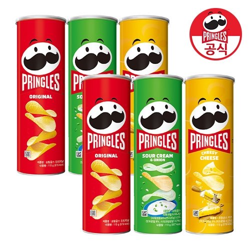 농심켈로그 켈로그 프링글스 110g 6개 (오리지날2/양파맛2/치즈맛2)