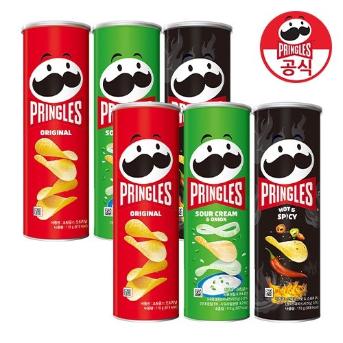 농심켈로그 켈로그 프링글스 110g 6개 (오리지날2/양파맛2/매운맛2)