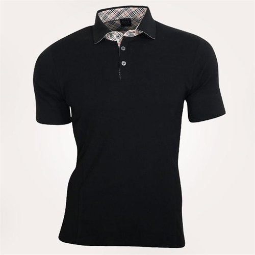 명화수산 남성 체크 배색 카라넥 여름 반팔 티셔츠