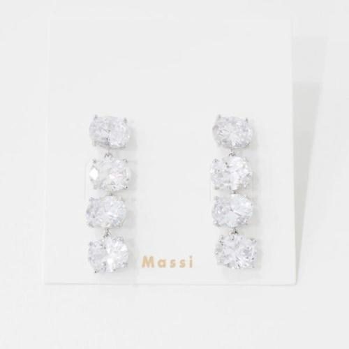 [미라클세븐][M7] 여자 크리스탈 드롭 실버 큐빅 럭셔러 귀걸이