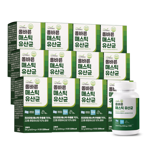 뉴트리너스 올바른 매스틱 유산균 (600mg x 90정) 12통