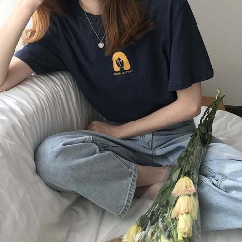 [셀럽하우스]단발머리 SEDO2140 여성 반팔 박스 티셔츠
