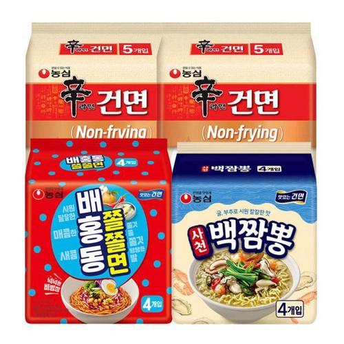 셀러허브 신라면건면 10개+사천백짬뽕 4개+배홍동 쫄쫄면 4개 총18개