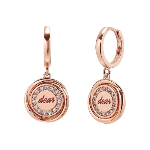 [모아르] 18K 금 귀걸이 원터치 드롭 더블 코인 큐빅