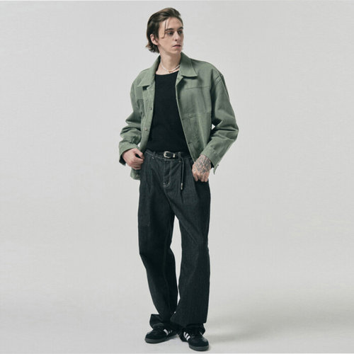 브리치협력사 뉴메이드 / 봄 가을 블프 투턱 생지 와이드 진청바지