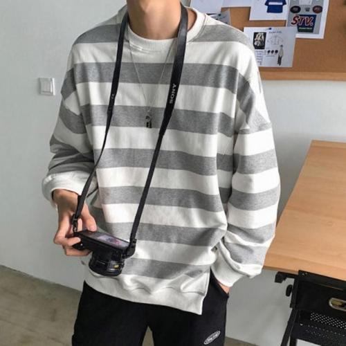 [BZ75263J_56]스트라이프 맨투맨 오버핏 캐주얼룩
