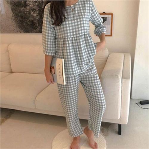 [위크유]리틀포레스트 그레이 면잠옷세트