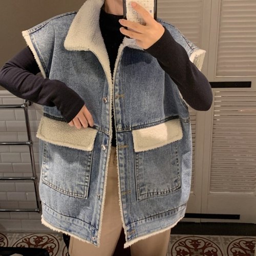 [드레스허그] 겨울 이너 양털 데님 조끼_211018_PD0002