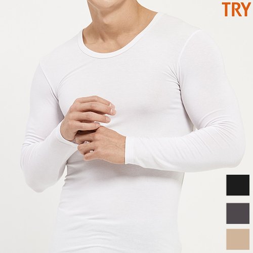 (주) 쌍방울 쌍방울 르네즈 트라이 남성 히트업 플러스 긴팔 크루넥상의 G31 남자 발열 내복 내의 100790