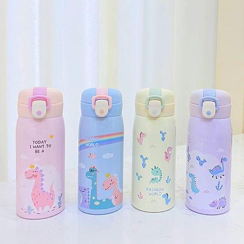 [키즈비전]파스텔 디노보온병 350ml  원터치 텀블러 원터치물통 어린이 물병 유치원 어린이집 소풍 물통 ..