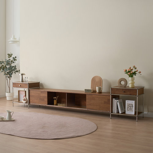 [이노센트OEM]이노센트 미드센츄리 스탠스 원목 확장형 티비다이 수납 모듈 거실장 2000 i105029