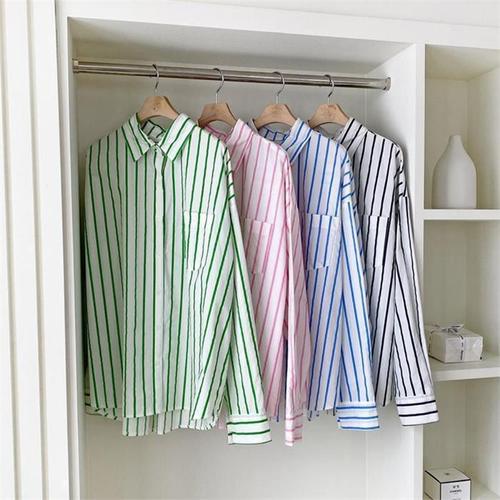 [다잇템]여성 화려한 공대생 빅사이즈 단가라 셔츠 (9911174A)