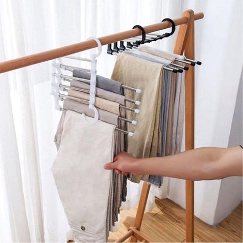 공간 절약 바지 걸이 5단 스카프 머플러 정리 블랙 (WFK7OYD)