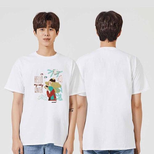 우리 헬로 겨울 추위 그래픽 캐쥬얼 반팔티 (W97196F)