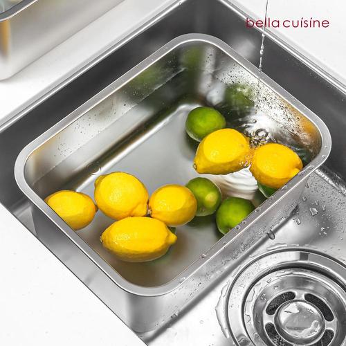 벨라쿠진 연마제 없는 에센셜 스텐 사각 대형 설거지통 10.5L 깊은 밧드 대용량