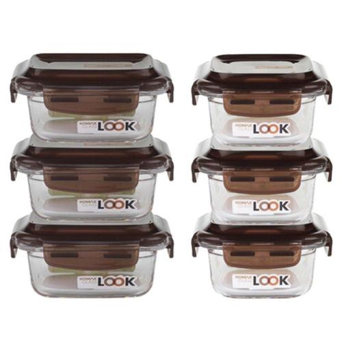 보관용기 KOMAX 글라스룩 6종 세트 밀폐용기 이유식보관 HWC18987