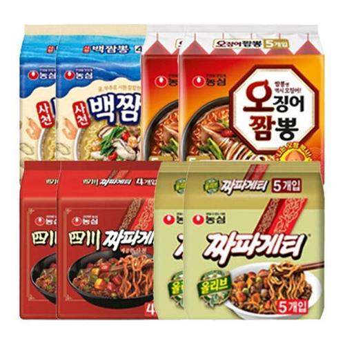 셀러허브 짜파게티 10입+사천짜파게티8입+오징어짬뽕10입+사천백짬뽕8입(총 36봉)
