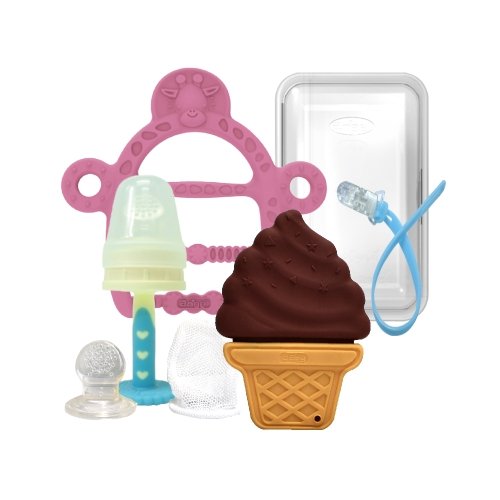 앙쥬 주식회사 앙쥬 3종세트 (아이스크림치발기+팔찌치발기 핑크+집게홀더1p+케이스1p+과즙망1p+천 리필망1p)