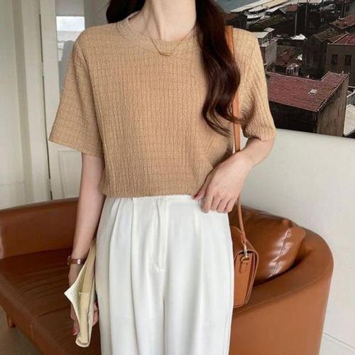 [에이치플러스몰]여름 쿨링 캐주얼 여성 반팔티셔츠 필수템 여자 와플