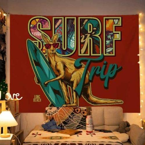 [셀럽하우스]인테리어 ITOI3270 월 데코 패브릭 가림막 서핑캥거루 소