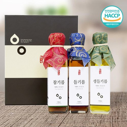 서원당 [웰굿]국산 3종 프리미엄 선물세트(참기름,들기름,생들기름,각170ml)