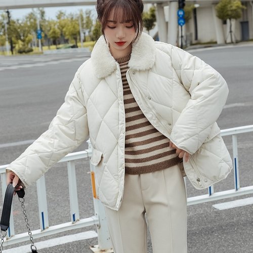 [드레스허그] 3color 퍼 카라넥 퀼팅 패딩자켓_211018_PD0036