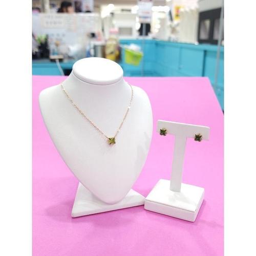 [로뎀쥬얼리]로뎀 세이브존05 스왈 스퀘어 베이직 목걸이 귀걸이 세트(그린)02 RD24010052 (33109453)