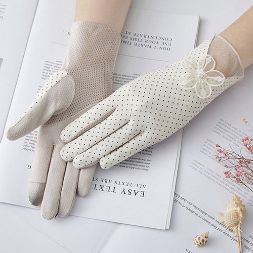 피부보호 운전 대중교통 매쉬 휴대폰 터치 장갑 White (WAD4F9E)