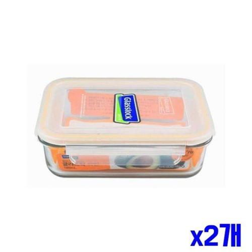 핸디형 직사각 유리 밀폐용기 1000ml x2개 음식보관 WF7E284