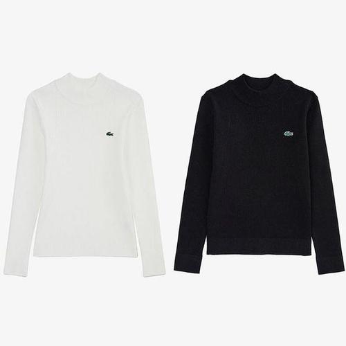 [라코스테]스포츠 여성 슬림핏 골지 하프넥 스웨터 AF606E-55N