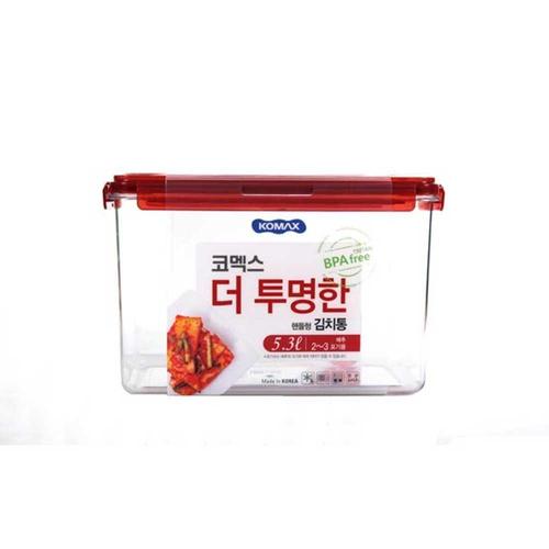 주방필수템 코멕스 더투명한 김치통 직사각 핸들형 밀폐용기 5.3L