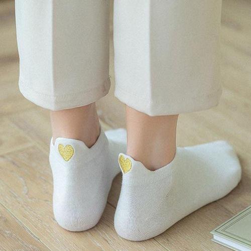 여성 골드하트 발목양말 1켤레 데일리 패션 단목 삭스 WE41946