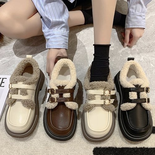 블루밍룸 [블루밍룸](시즌오프) 엔티스 뽀글이 벨트 로퍼 슈즈