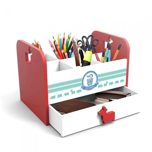 에이치플러스몰 천하 우드책상정리함 서랍 WD605R 사슴레드 / 300X210X220mm WFKTLFP