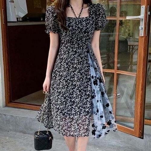[셀럽하우스]꽃패턴 IKKA9662 데이트룩 데일리 시원한 여름 사각넥 원피스