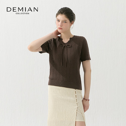 [데미안(DEMIAN)] 26SS 썸머 코튼 포인텔 에어리 펀칭 크로쉐 하프 니트 3종 3